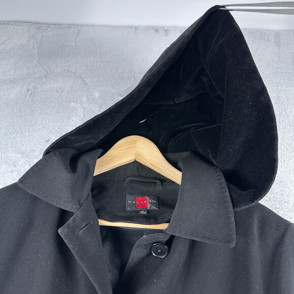 Gallery Maxi Coat Collar Detachable Hood Women's Size Large Button Front Black - Picture 5 of 14